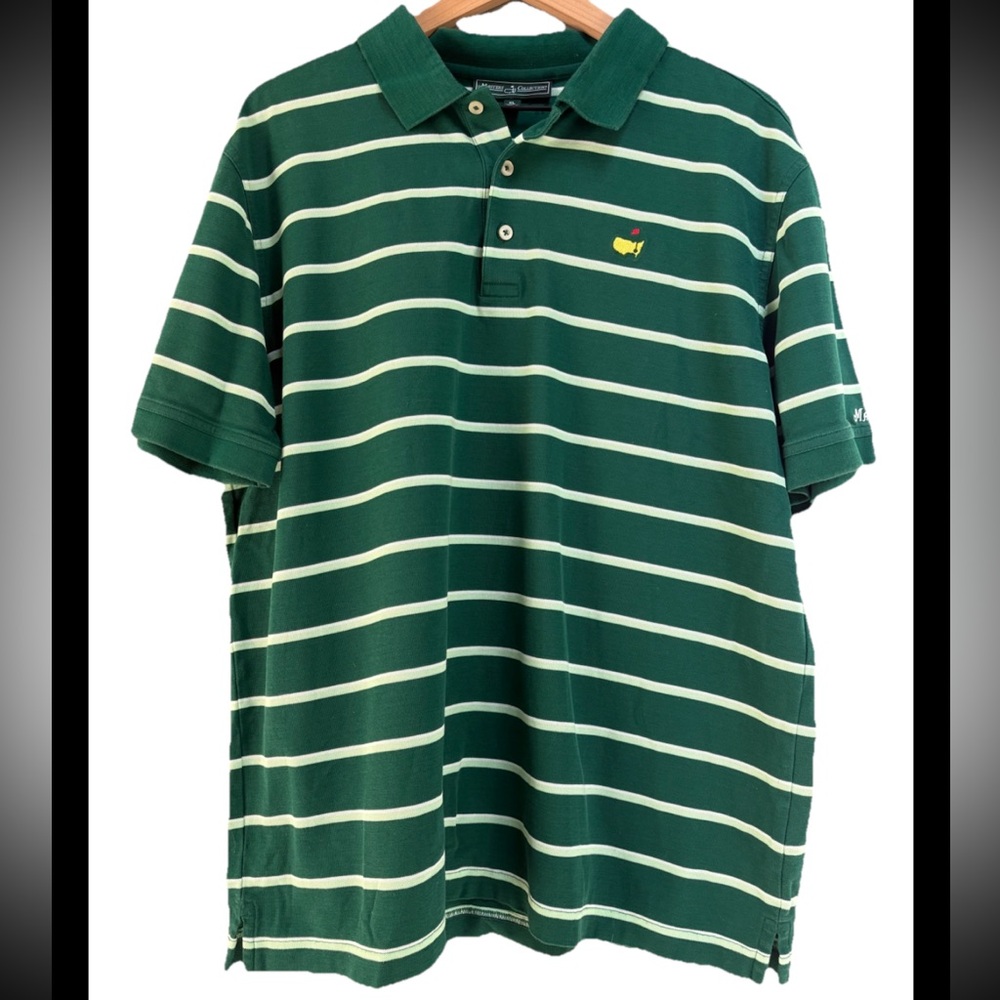 MASTERS COLLECTION Green Striped Polo Golf Shirt Mens Size XL